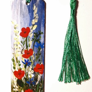 Semn de carte pictat manual - Camp cu flori - cărți și creații cu tematică muzicală, cadouri - semn de carte - Artynos.ro