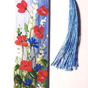 Semn de carte pictat manual - Camp cu flori - cărți și creații cu tematică muzicală, cadouri - semn de carte - Artynos.ro