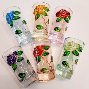 Pahare de tequila, pictate manual - arte vizuale și accesorii  - picturi - pictură pe sticlă - Artynos.ro