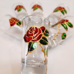 Pahare de tequila, pictate manual - arte vizuale și accesorii  - picturi - pictură pe sticlă - Artynos.ro