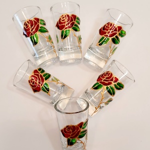 Pahare de tequila, pictate manual - arte vizuale și accesorii  - picturi - pictură pe sticlă - Artynos.ro