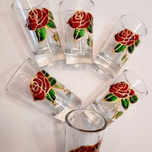 Pahare de tequila, pictate manual - arte vizuale și accesorii  - picturi - pictură pe sticlă - Artynos.ro