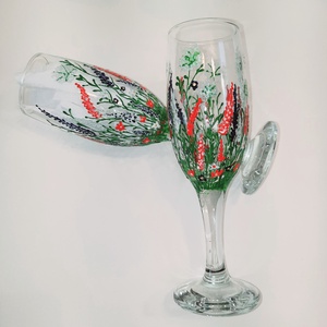 Pahare de sampanie, pictate manual , Arte vizuale si accesorii , Picturi, Pictura pe sticla, Arta de sticla, Obiecte pictate, Pahare de sampanie din sticla, pictate manual cu flori de camp. 
Unicat.
Un cadou inedit sau ca sa ..., ARTYNOS
