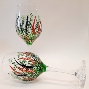 Pahare de vin, pictate manual , Arte vizuale si accesorii , Picturi, Pictura pe sticla, Arta de sticla, Obiecte pictate, ARTYNOS