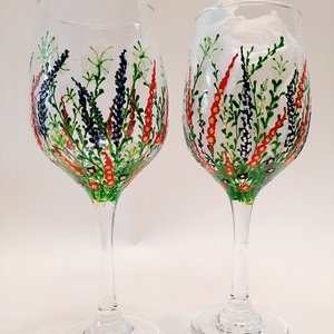 Pahare de vin, pictate manual  - arte vizuale și accesorii  - picturi - pictură pe sticlă - Artynos.ro