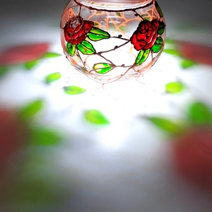 Suport lumanare, pictat cu trandafiri  - Artynos.ro