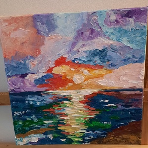 Tablou pictat manual:  Apus de soare - casă & stil de viață - decorațiuni de casă - picturi murale - tablouri/picturi pe pânză - Artynos.ro