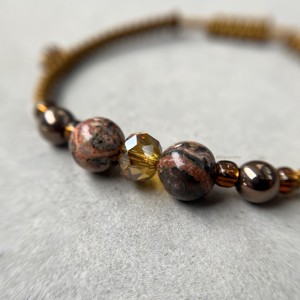 Bratara macramé din jasp leopard si hematit - Artynos.ro