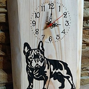 Ceas de perete Bulldog francez pe larice, , , ARTYNOS