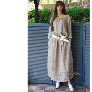 VICA - rochie cu maneca lunga din in, Imbracaminte si moda, Haine dama, Rochie, dintr-o bucata, Cusatura, ARTYNOS