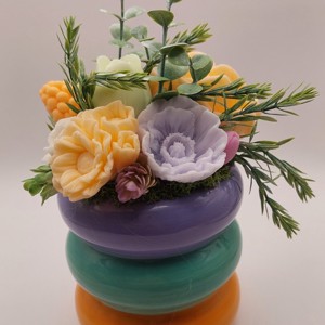 Oală ceramică colorată cu flori de săpun -  - Artynos.ro