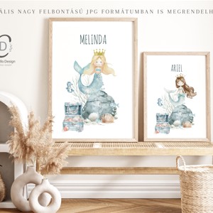 Decalcare de perete personalizată pentru camera copilului, poster de perete cu mica sirenă -  - Artynos.ro