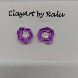 Cercei handmade Flori de Lavandă, ClayArt by Ralu, Mov - bijuterii - cercei - cercei rotunzi - Artynos.ro