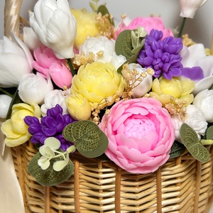 Cos cu flori din sapun - casă & stil de viață - decorațiuni de casă - accesorii florale - buchete de flori - Artynos.ro