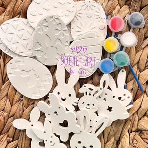 Set pictura Paste din ceramica cu 8 oua si 8 iepurasi, Jucarii si echipamente pentru copii, Jocuri de gandire, Jocuri educative, , ARTYNOS