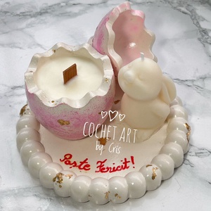 Set Paste cu tavita din ceramica, ou cu ceara de soia si iepuras lumanare, Decor de sarbatori, Decoratiuni de Paste, Alte creatii de Paste, Ceramica, Lumanare si fabricarea lumanarilor, Setul Paste este creat pentru a-ti infrumuseta casa in pragul sarbatorilor Pascale sau pentru a fi ..., ARTYNOS