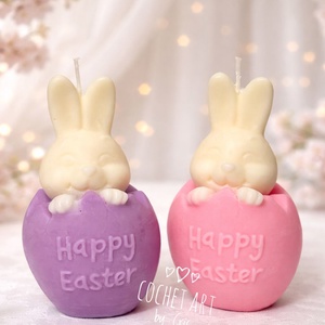 Lumanare iepuras in ou din ceara de soia - Artynos.ro