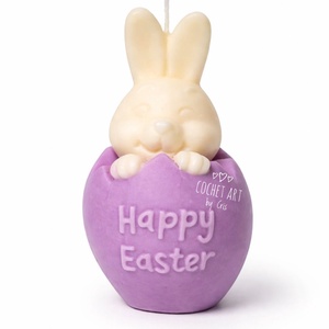 Lumanare iepuras in ou din ceara de soia - decor de sărbători - decorațiuni de paște - alte creații de paște - Artynos.ro