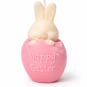 Lumanare iepuras in ou din ceara de soia - decor de sărbători - decorațiuni de paște - alte creații de paște - Artynos.ro