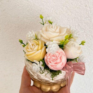 Aranjament flori de sapun in recipient ceramic - casă & stil de viață - decorațiuni de casă - accesorii florale - buchete de flori - Artynos.ro