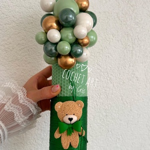 Lumanare botez cu ursulet cu papion - Artynos.ro