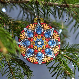 Glob Mandala O Christmas Tree! Blue, Craciun, Decoratiuni de Craciun de casa, Globuri de Craciun, Obiecte pictate, Pictura, ARTYNOS