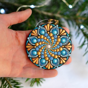 Glob Mandala Ice Flower Blue - crăciun - decorațiuni de crăciun de casă - globuri de crăciun - Artynos.ro