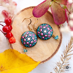 Cercei Mandala Autumn's call, Bijuterii, Cercei, Cercei din lemn, Pictura, ARTYNOS