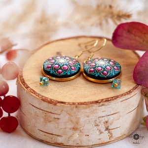 Cercei Mandala Autumn's call - bijuterii - cercei - cercei din lemn - Artynos.ro