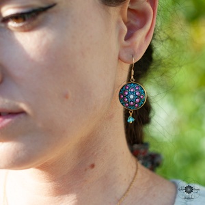 Cercei Mandala Autumn's call - bijuterii - cercei - cercei din lemn - Artynos.ro