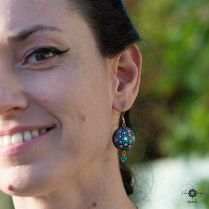 Cercei Mandala Joyful Fall - bijuterii - cercei - cercei din lemn - Artynos.ro