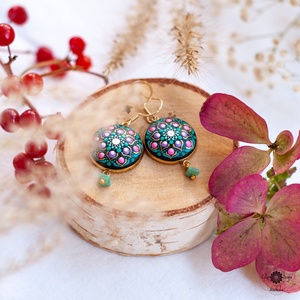 Cercei Mandala Joyful Fall - bijuterii - cercei - cercei din lemn - Artynos.ro