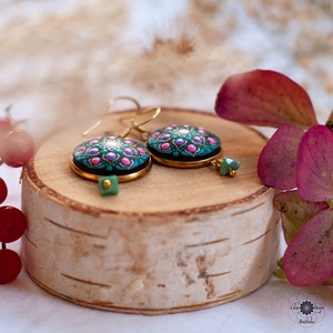 Cercei Mandala Joyful Fall - bijuterii - cercei - cercei din lemn - Artynos.ro