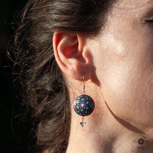 Cercei Mandala Fall's Whisper - bijuterii - cercei - cercei din lemn - Artynos.ro