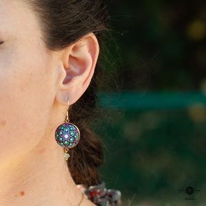 Cercei Mandala Fall's Whisper - bijuterii - cercei - cercei din lemn - Artynos.ro