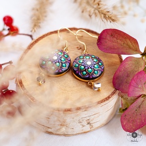 Cercei Mandala Fall's Whisper - bijuterii - cercei - cercei din lemn - Artynos.ro