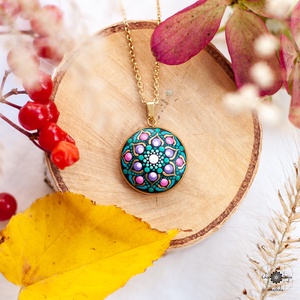 Colier Mandala Joyful Fall MINI, Bijuterii, Coliere, Coliere cu pandative, Pictura, ARTYNOS