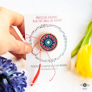 Martisor tip brosa - Albastru si Roz - Artynos.ro