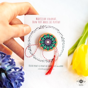 Martisor tip brosa - Mov si Turcoaz - Artynos.ro