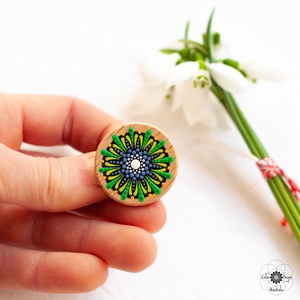 Mărțișor tip broșă - Albastru și Verde - bijuterii - mărțișor - Artynos.ro