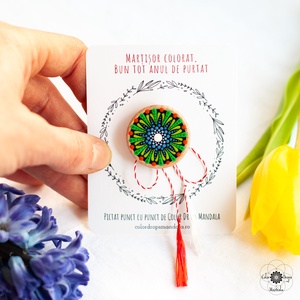 Martisor tip brosa - Albastru si Verde - Artynos.ro