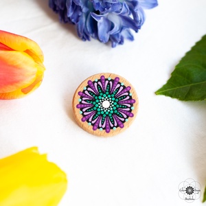 Mărțișor tip broșă - Verde și Mov - bijuterii - mărțișor - Artynos.ro