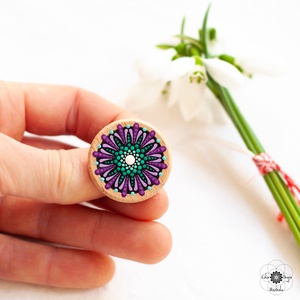 Mărțișor tip broșă - Verde și Mov - bijuterii - mărțișor - Artynos.ro