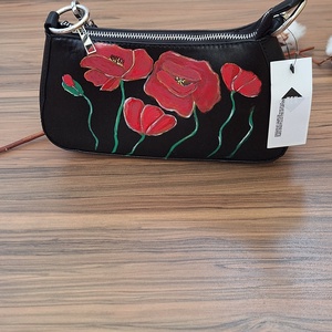 Geanta pictata cu maci rosii - geantă și husă - accesorii genți - agățător de sac - Artynos.ro