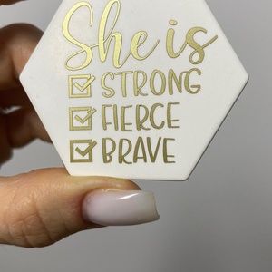 Martisor brosa hexagon - STRONG, Bijuterii, Martisor, Ceramica, ARTYNOS