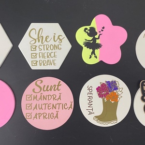 Mărțișor broșă - hexagon 5 cm - Balon Inimă - bijuterii - mărțișor - Artynos.ro