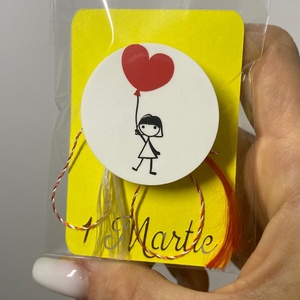 Mărțișor broșă - 3.5 cm - Fetița cu balonul - bijuterii - mărțișor - Artynos.ro