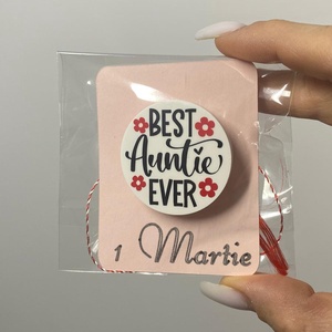 Martisor brosa - 3.5 cm - Best auntie ever, Bijuterii, Martisor, Ceramica, ARTYNOS