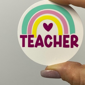 Martisor brosa - 5.5 cm - Teacher rainbow, Bijuterii, Martisor, Ceramica, Martisor brosa - 5.5 cm - Teacher rainbow, ARTYNOS