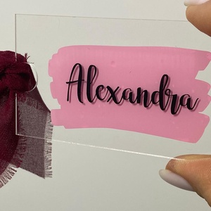 Card de masa acrilic personalizat (2 in 1 – place card si semn de carte), Accesorii nunta, Invitatii si felicitari de nunta, Carduri de asezare nunta , , Un detaliu elegant si modern pentru evenimentul tau, acest card de masa realizat din foaie acrilica..., ARTYNOS